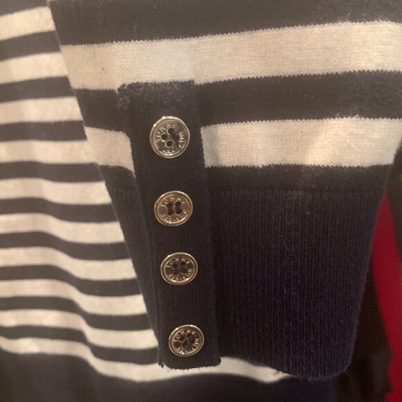 Tommy Hilfiger Size L Black and White Striped Long Sleeve Turtleneck - Picture 2 of 2